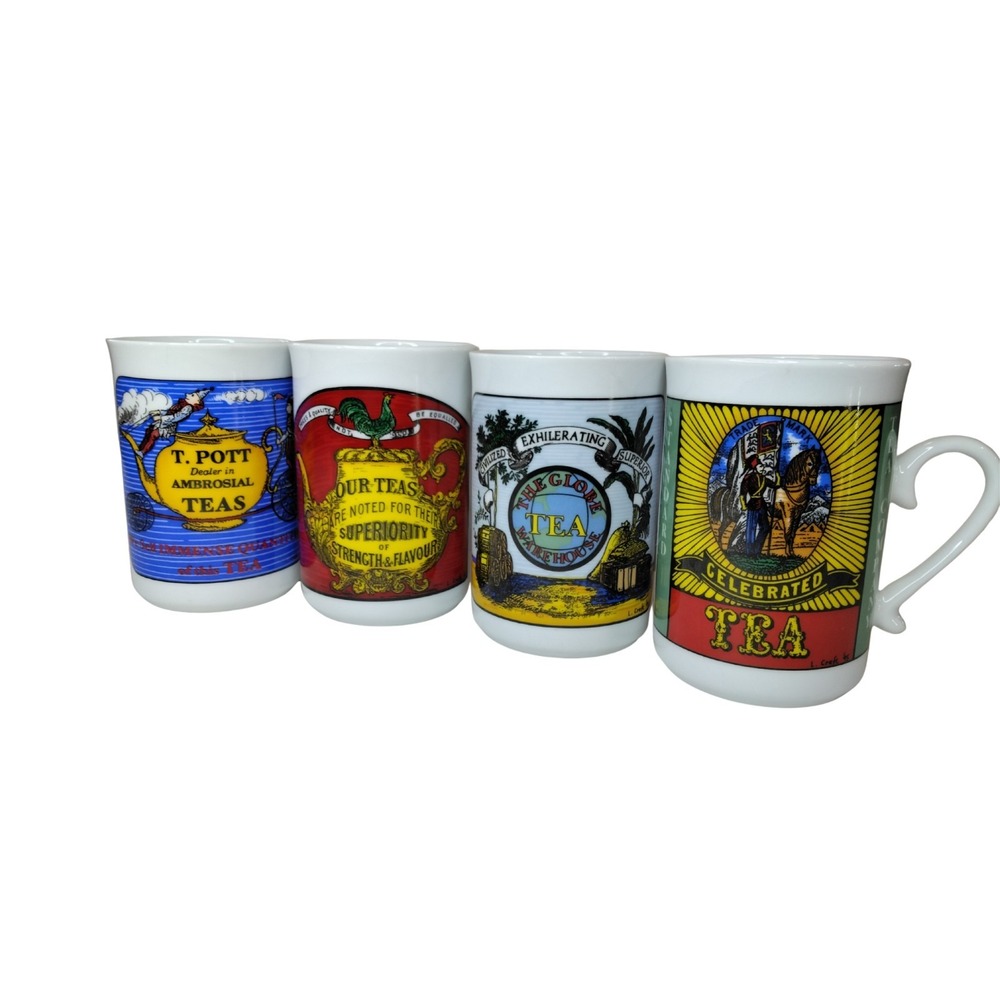 Heritage by Westwood Tea Mug Lot of 4 Vintage Cottagecore Herbal Americana